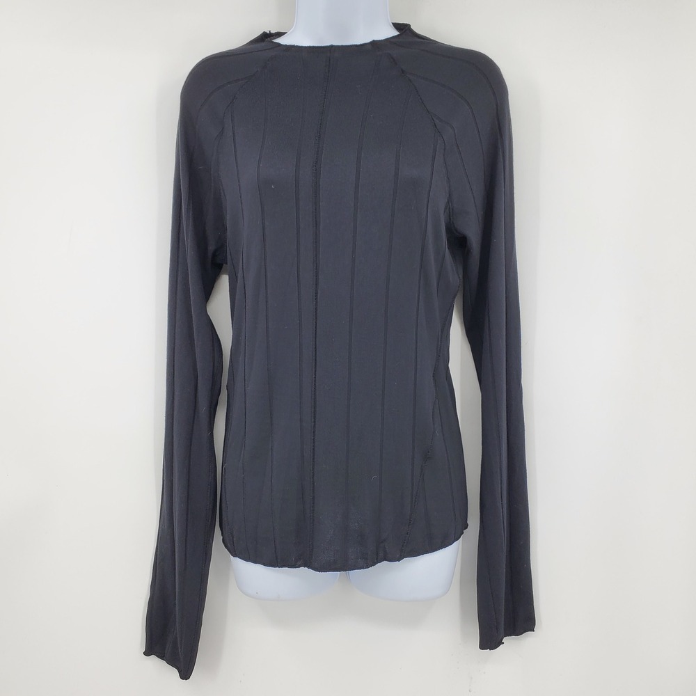 Intimately Free People Black Ribbed Long Sleeve Exposed Seam Shirt Large Grunge